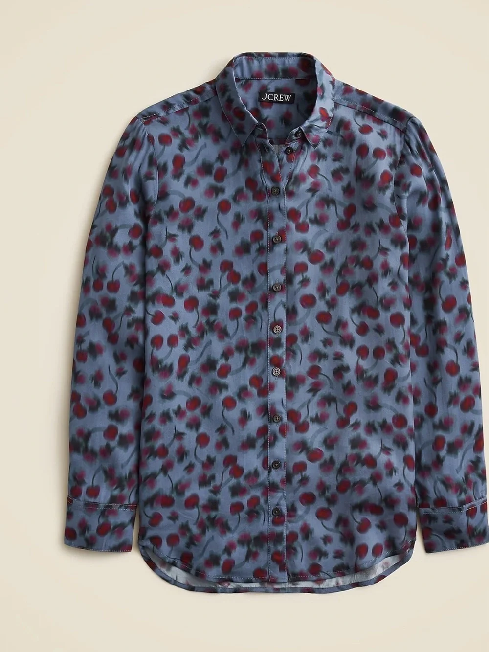 NWT J. crew Drapey button-up shirt in cherry-printed viscose twill size  XXS